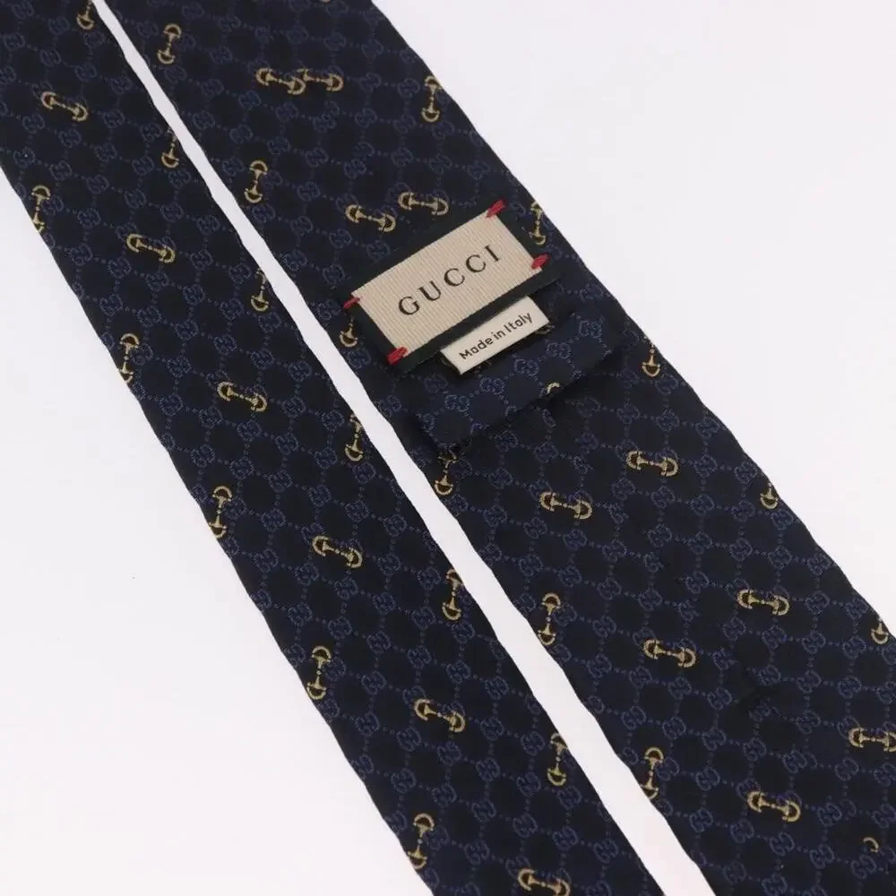 Gucci Horsebit Necktie Silk Jacquard Blue